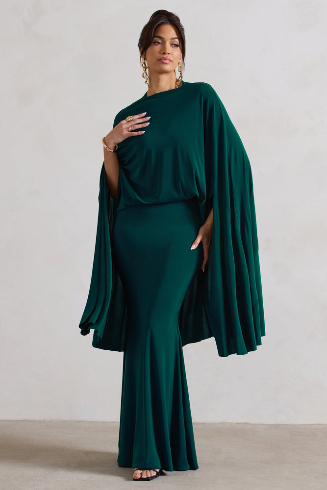 Bottle Green Gown Enhanced in Floral Designed Laces and Sequins|Gowns -Diademstore.com